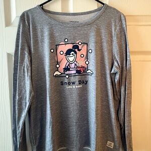 Life is Good Gray Long Sleeve Lounge Shirt